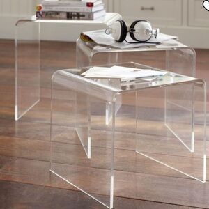 Two sets of three west elm  Acrylic Nesting Tables